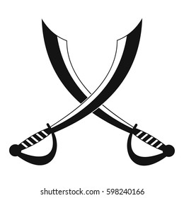 Crossed sabers icon. Simple illustration of crossed sabers vector icon for web