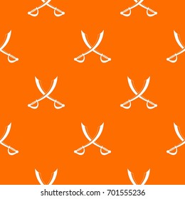 Crossed sabers pattern repeat seamless in orange color for any design. Vector geometric illustration