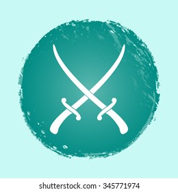 crossed sabers vector icon - round button