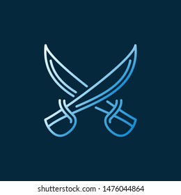 Crossed Sabres vector concept linear colored icon or sign on dark background 