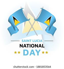 Crossed Saint Lucia flags poles. template for independence day, National day poster design. vector illustration EPS 10