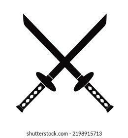 crossed samurai sword icon vector