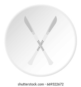 Crossed scalpels icon in flat circle isolated on white vector illustration for web