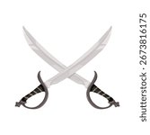 Crossed Scimitar Sword Saber Weapon Icon Logo Illustration Vector