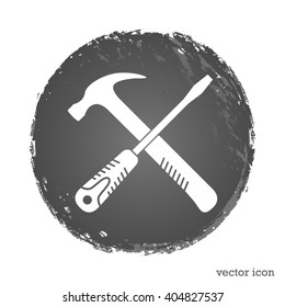 crossed screwdriver and hammer vector icon