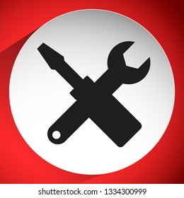 Crossed screwdriver, wrench icon. Repair, maintance, assembly concept icon