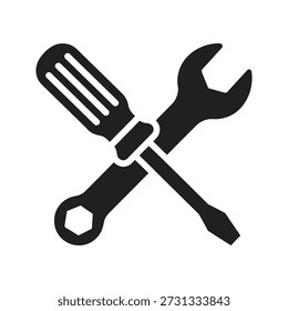 Kreuzschraubendreher und Schlüsselsymbol für technische Unterstützung und Reparatur-Einstellungen ein Symbol für Wartungs-Tools und Service