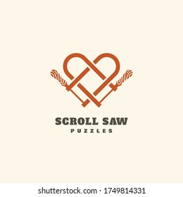 Crossed scroll saws logo design template. Vector illustration.