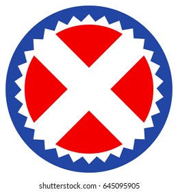 Crossed Seal Stamp flat vector pictogram. An isolated illustration on a white background.
