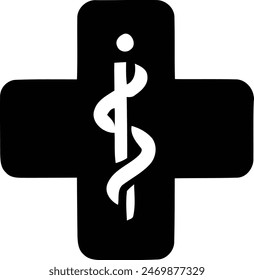 Crossed Serpent Symbolism in Minimalist Healthcare Design.