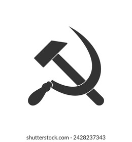 Crossed sickle and hammer graphic icon. Sign isolated on white background. Vector illustration