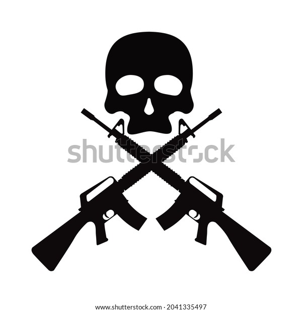 Crossed Silhouette M16 Assault Riffle Skull Stock Vector (Royalty Free ...