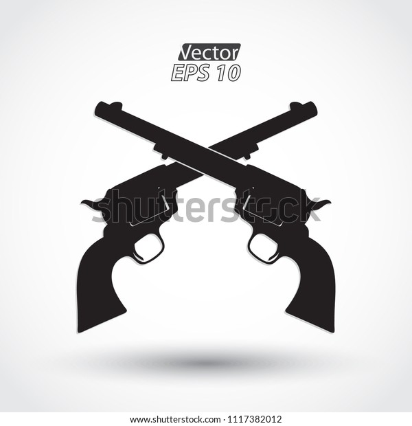 Crossed Silhouette Revolvers Hand Guns Symbol Stock Vector (Royalty ...