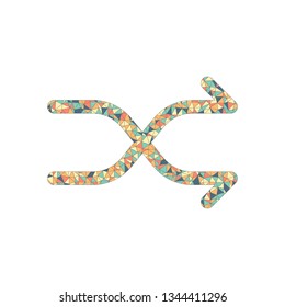 Crossed simple arrows. Linear, thin outline. Colored mosaic with polygons