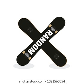 Crossed skateboards front and bottom view