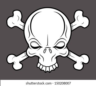 Crossed Skull Tattoo - Vector Cartoon Illustration