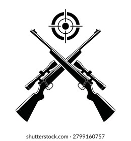 Crossed sniper rifles with scopes and target symbol vector illustration
