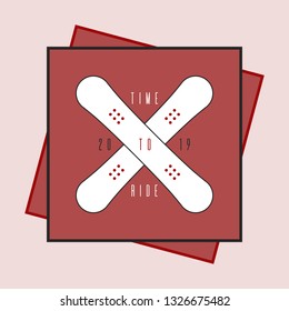 crossed snowboards isolated on background - logo, emblem, banner for winter sports & outdoor activities. flat style design