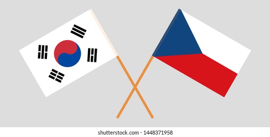 Crossed South Korea and Czech Republic flags