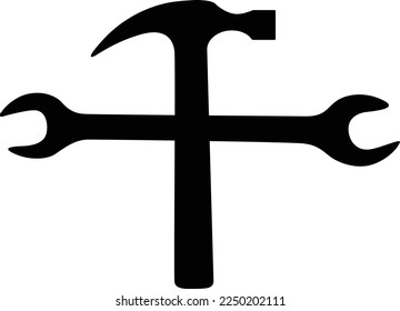 Crossed Spanner Hammer clipart - (Editable file) - Vector Illustration