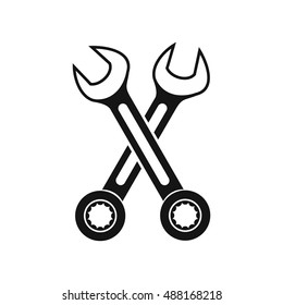 Crossed spanners icon in simple style on a white background vector illustration