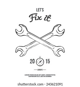 Crossed spanners. Lets fix it. Vector illustration