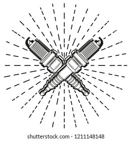 Crossed spark plug. Vector illustration.