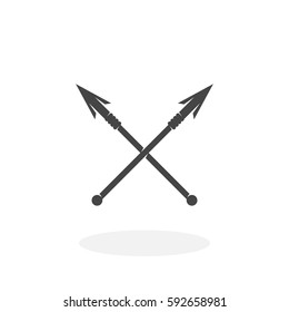Crossed spears icon illustration isolated on white background sign symbol. Crossed spears vector logo. Modern vector pictogram for web graphics - stock vector