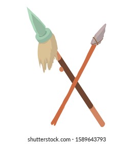 Icono de lanzas cruzadas. Ilustración isométrica del icono vectorial de lanzas cruzadas para la web