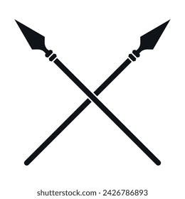Gekreuzte Speere, isoliertes Vektor-Symbol. Modernes Design, Emblem-Element.