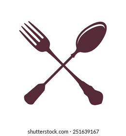 Crossed Spoon with Fork isolated on white Background vector illustration