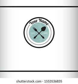 Crossed spoon and fork on white background. Vintage style. Cutlery sign. Logo design template