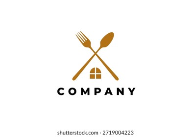 crossed spoon and fork with a restaurant house shape