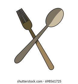 crossed spoon and fork tool cooking kitchen icon
