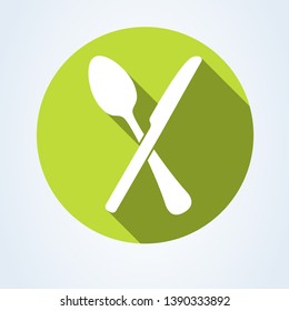 Crossed spoon and knife. Cutlery flat style Vector illustration 