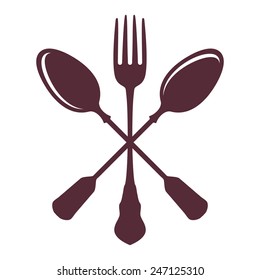 Crossed Spoons with Fork isolated on white Background vector illustration