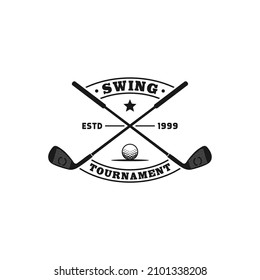 crossed stick golf logo badge label design