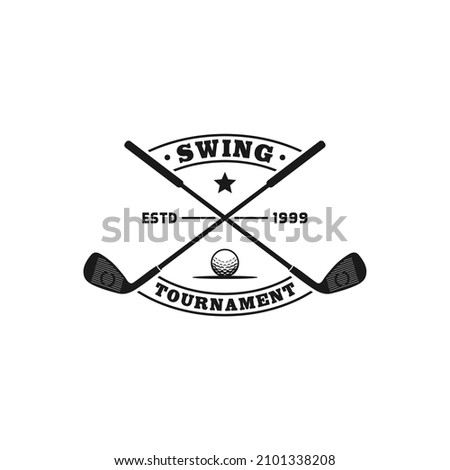 crossed stick golf logo badge label design