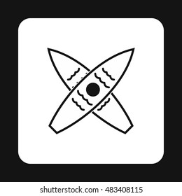 Crossed surfboards icon in simple style on a white background vector illustration