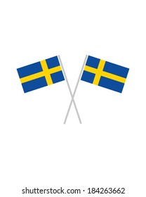 Crossed Swedish Flags - Vector