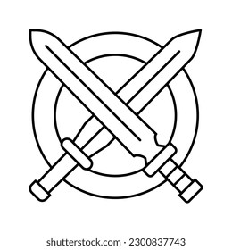 Crossed Swords Icon in Black Line Art. 25085630 Vector Art at Vecteezy