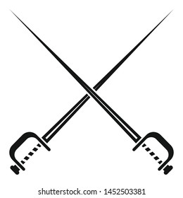 Crossed sword icon. Simple illustration of crossed sword vector icon for web design isolated on white background