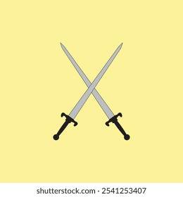 ícone de Espada Cruzada ilustração vetorial.  Sinal de proteção e segurança. Cavaleiro de armas.