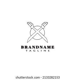 crossed sword logo cartoon design template icon black modern isolated cute illustration