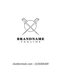 crossed sword logo cartoon design template icon black modern isolated vector cute