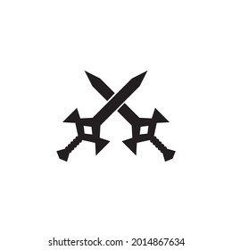 Crossed sword logo design vector template