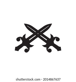 Crossed sword logo design vector template