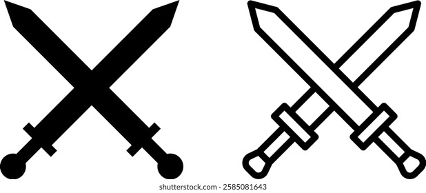 Crossed Sword Symbol Vector Icon Set