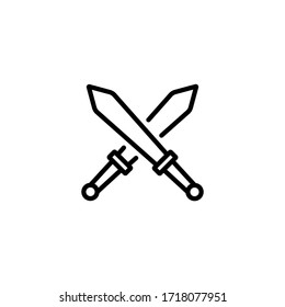 Crossed sword thin icon in trendy flat style isolated on white background. Symbol for your web site design, logo, app, UI. Vector illustration, EPS