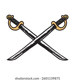 Crossed sword vector design, Isolated on white background.